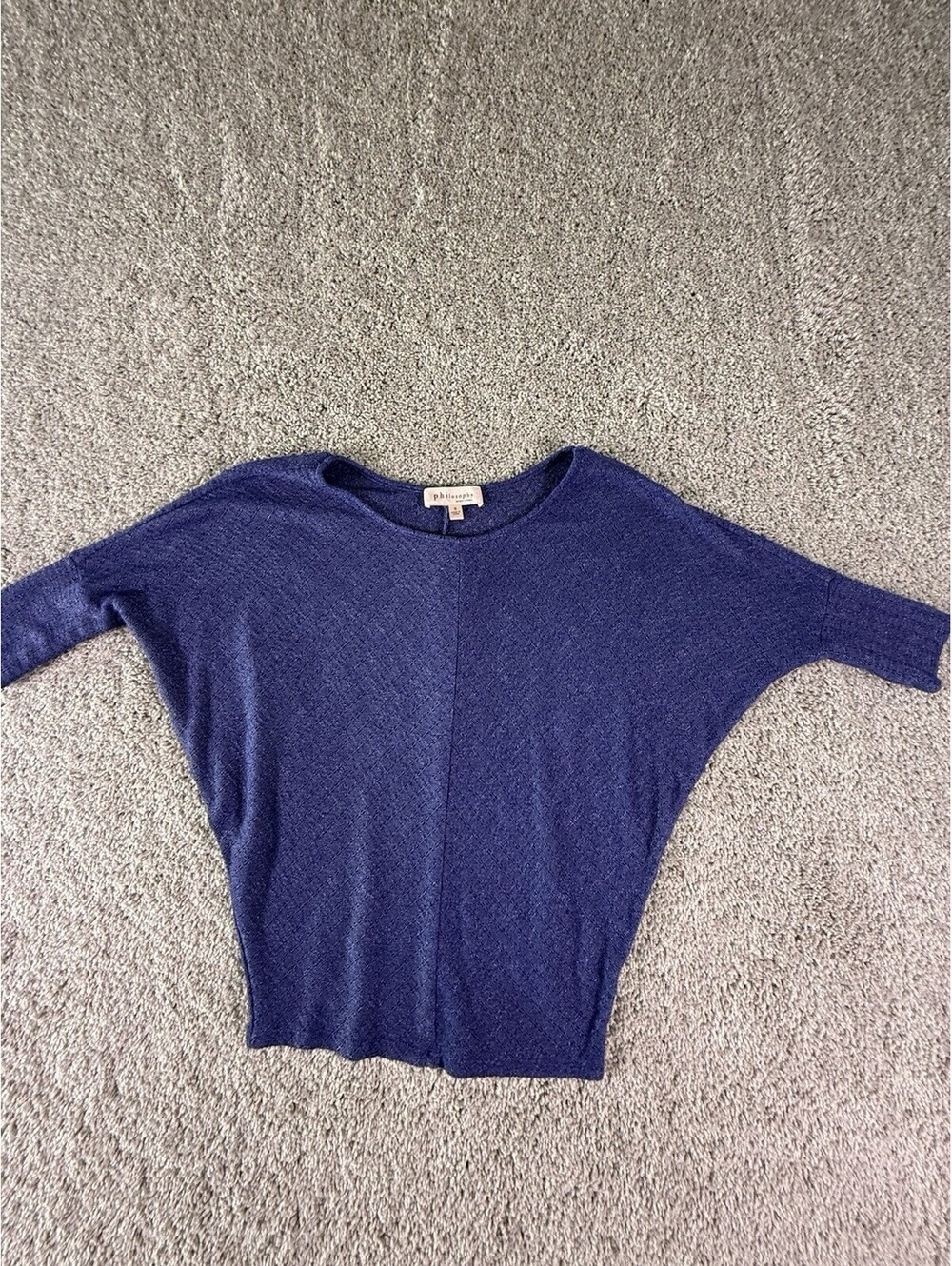 Philosophy Dolman Sleeve Blue Knit Scoop Neck Tapper Sweater Women’s Small